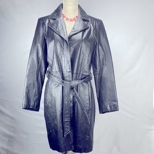 Express Vintage 1970s Genuine Leather Trench Coat